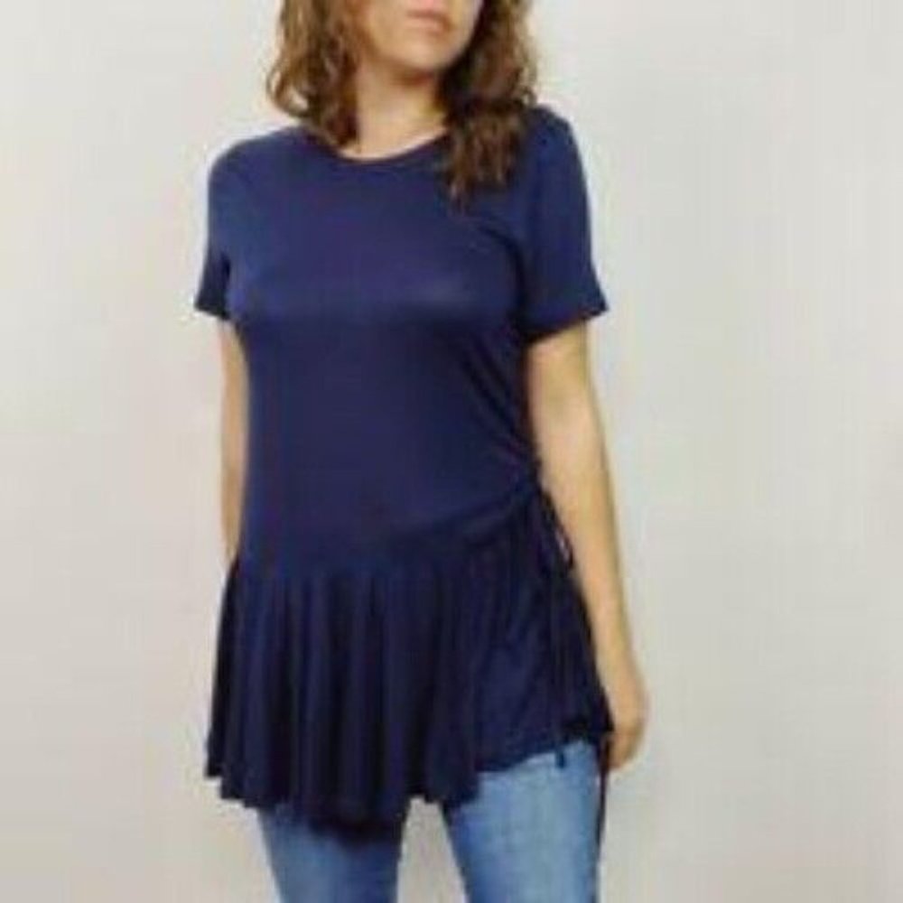 J. Crew Women's Navy Ruched Gathered T-shirt Tunic